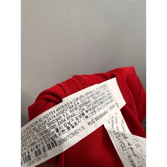 ZARA Red Bodycon Dress Crew Neck Double Slit Short Sleeve 2636 703 Size Small S - Picture 8 of 10